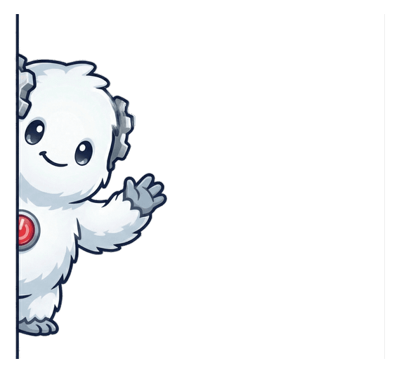 Spawni mascot peeking and waving